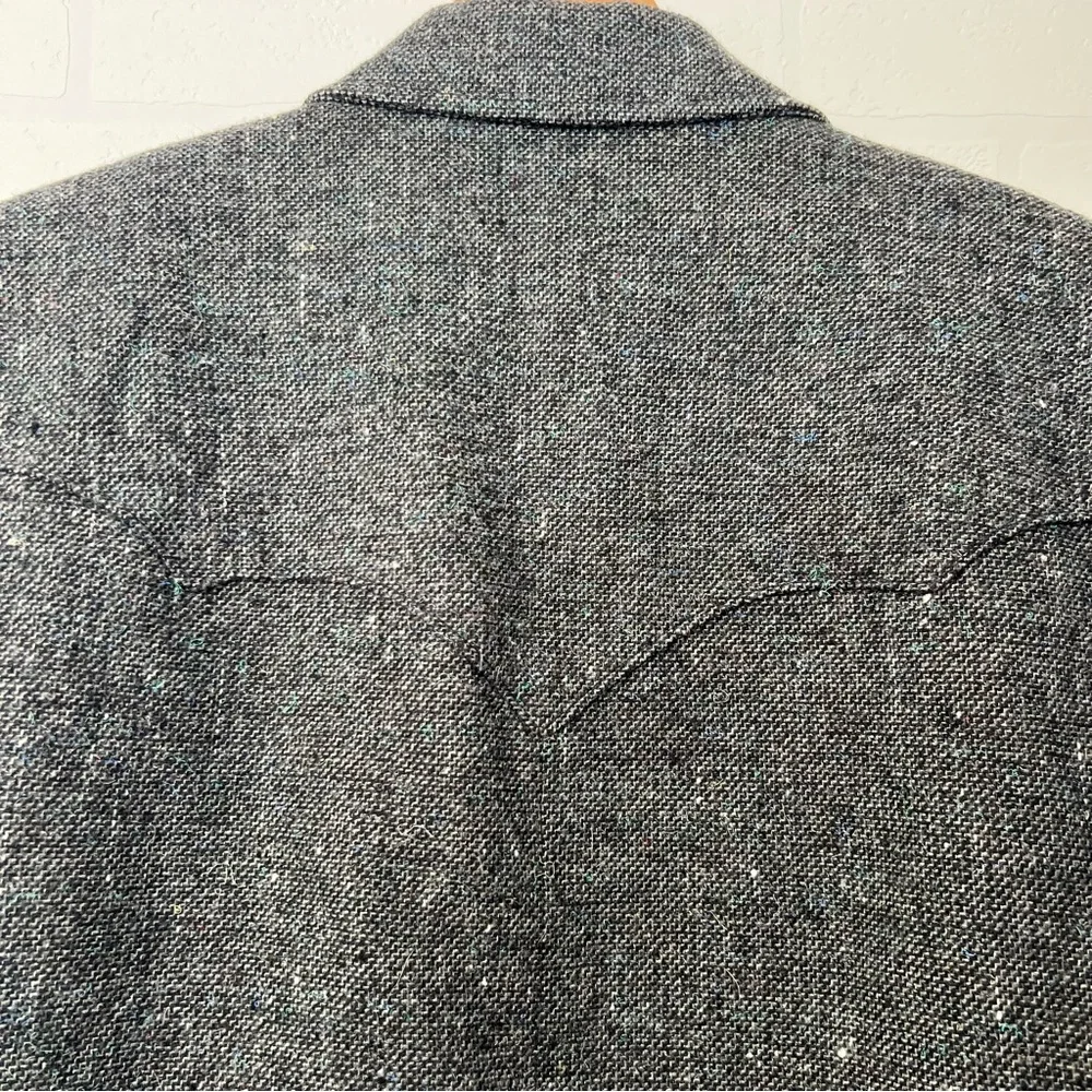 Vintage Pioneer Wear Western Rodeo Tweed Charcoal Men's Blazer Elbow Patches L